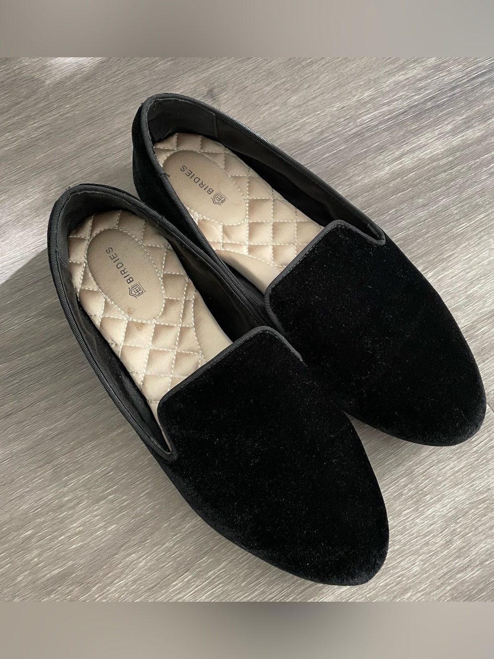 Birdies black velvet flats women’s 8